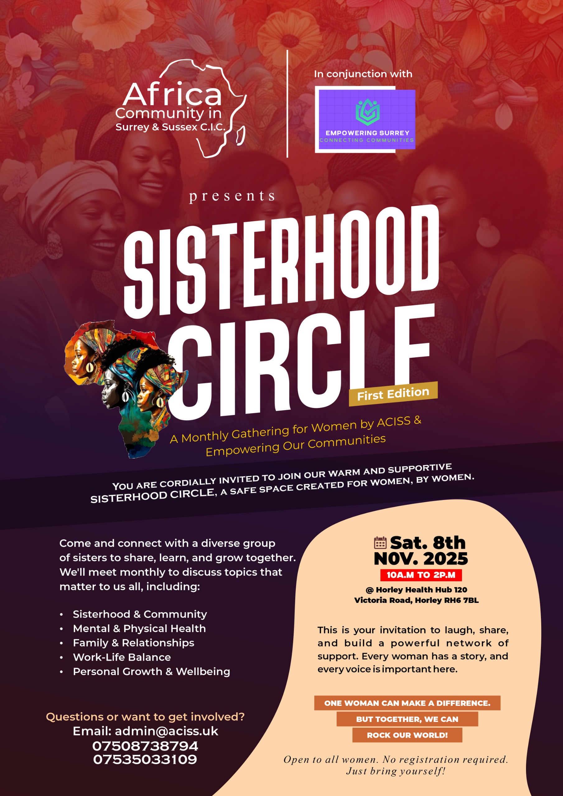 Sisterhold Circle – A Monthly Gathering for Women by ACISS & Empowering Our Communities